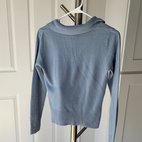 Copper Key Dusty Blue Collared V-Neck Sweater, Size M. - Picture 3 of 6